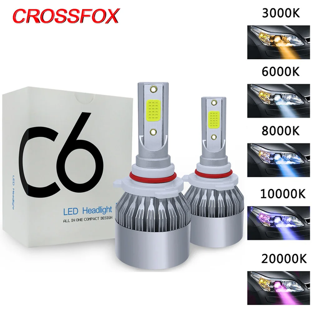 CROSSFOX Auto 6000K 880 светодиодный H4 H1 H3 H8 H9 H11 12000K 9005 HB3 9006 HB4 H7 9004 9007 H13 передсветильник пы