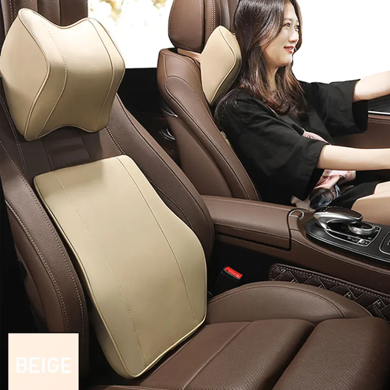 Memory Foam Car Pillow Set for Head and Waist Support