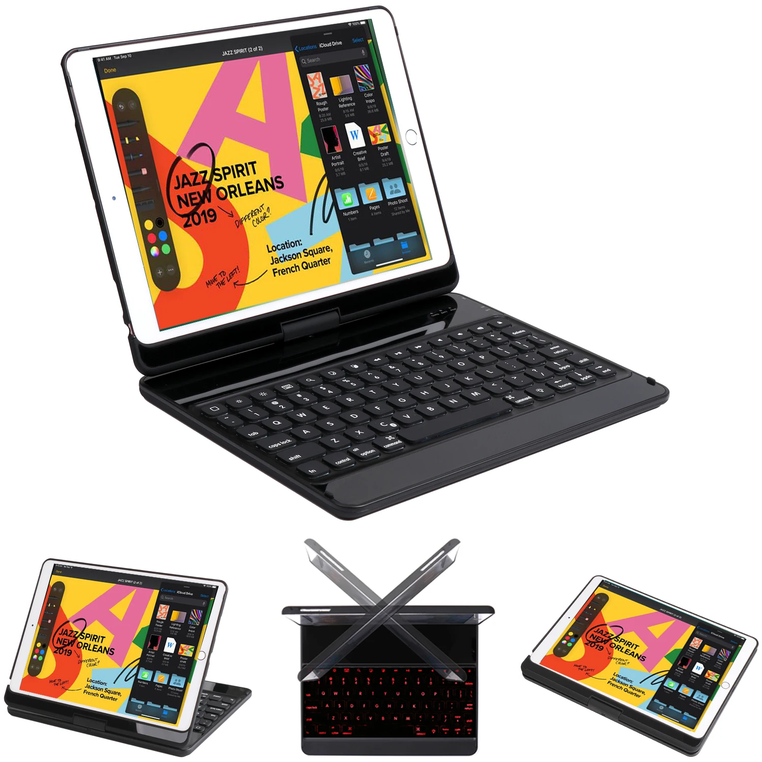 

backlit case For iPad 10.2 inch 2019 case keyboard with 360 rotatable smart keybord Apple iPad 7th Genaration A2197 A2200 A2198