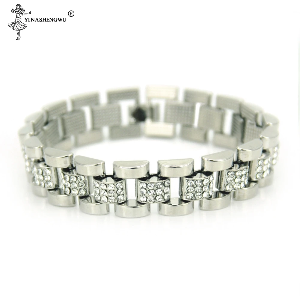 Хип-хоп сверкающий золотой серебряный медовый кубинский браслет-цепочка для женщин и мужчин, браслеты, ювелирные изделия 8 дюймов