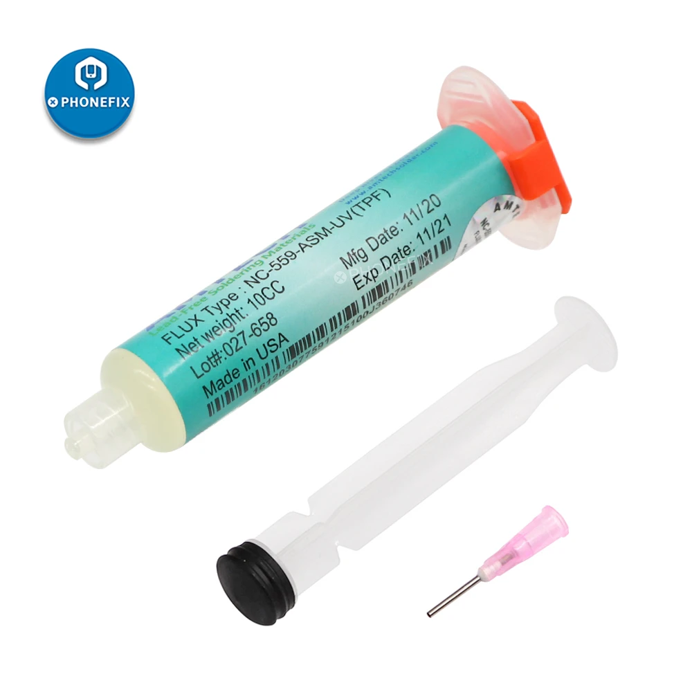 10CC Original AMTECH BGA Solder Soldering Paste Flux + Syringe Plunger
