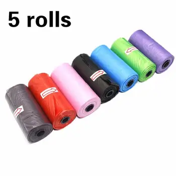 

5 Rolls Pet Dog Cat Outdoor Poop Bags Pick-up Pet Waste Dog Garbage Plastic Clean-up Bags Dog Supply Poop Bags