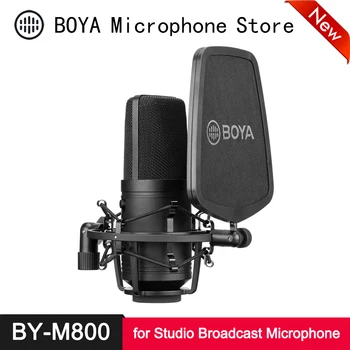 

BOYA BY-M800 Large Diaphragm Microphone Low-cut Filter Cardioid Condenser Mic for Studio Broadcast Live Vlog Video Recording Mic