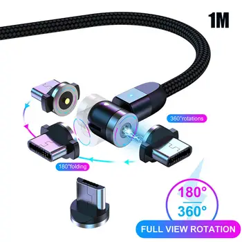 

Hot Sale Double 360degree Magnetic Cable Kit with Triangular Indicator 5A Fast Charge Data Cable