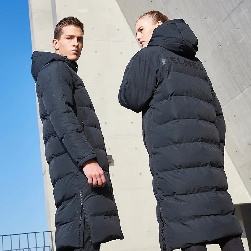 Мужская зимняя куртка KELME длинная однотонная Спортивная тренировочная верхняя