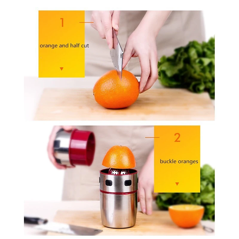 Powerful Stainless Steel Orange Juicer Portable Manual Lid Rotation Citrus Juicer Lemon Orange Tangerine Juice Squeezer
