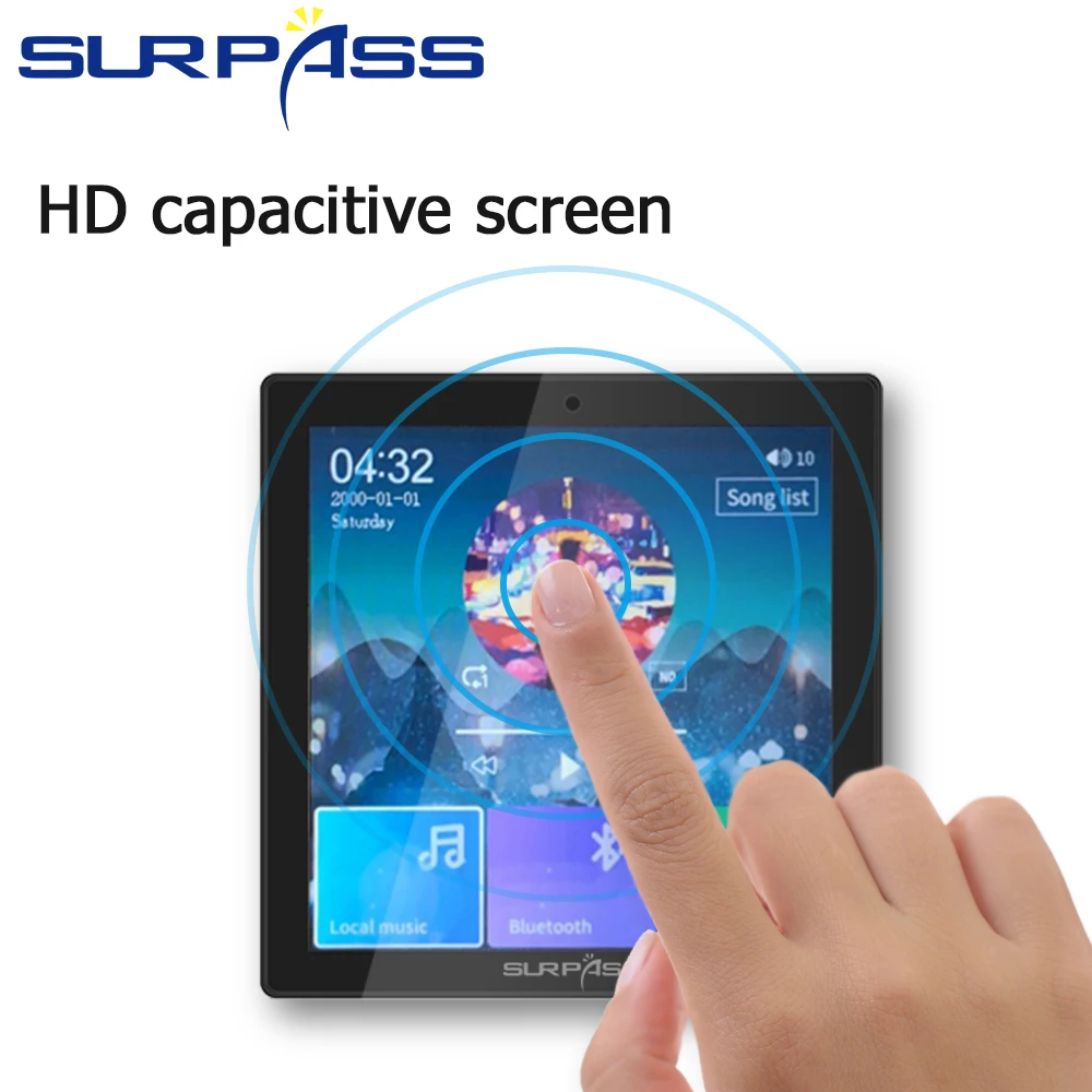 US $137.75 Smart Touch Screen In Wall Amplifier Bluetooth FM 225W Audio PA Ceiling Speaker Music Kit HiFi Stereo Sound Home Theatre System
