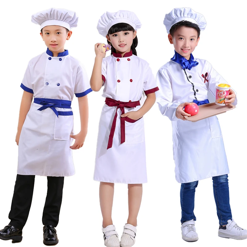 

Children Chef Hat Cook Kitchen Uniform Halloween Kids Restaurant Waiter Catering Fancy Clothing Sets Baby Party Cosplay Costumes