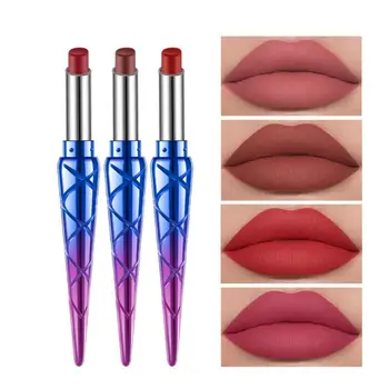 

HANDAIYAN Natural Matte Lipstick Tubes 1Pc 12 Colors Lasting Waterproof Non-Stick Cup Non-Fading Sexy Nude Lipstick TSLM