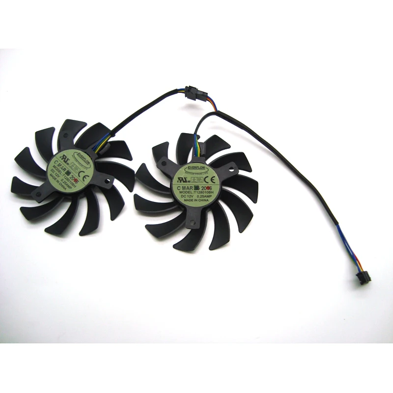 2 шт./лот T128010BH DC 12 В 0.25A 75 мм вентилятор VGA для ASUS GeForce GTX 1060 GTX1060-03G-SI видеокарта вентилятор 5Pin
