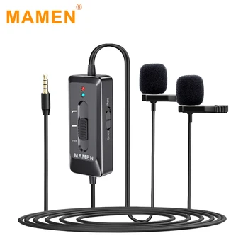 

MAMEN Clip-on Lavalier Microphone+Omni-directional 3.5mm Plug+6.35mm Adapter Type-C for Smartphones Cameras Interview Vlogging