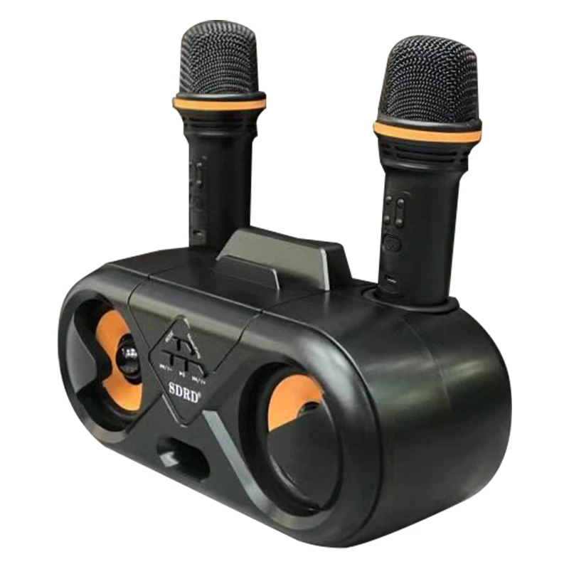 Boxă Bluetooth duală SD303 cu 2 microfoane wireless, pentru exterior, familie, KTV, microfon stereo, sunet puternic, 20W, set de boxe SDRD SD 303_voghion.com