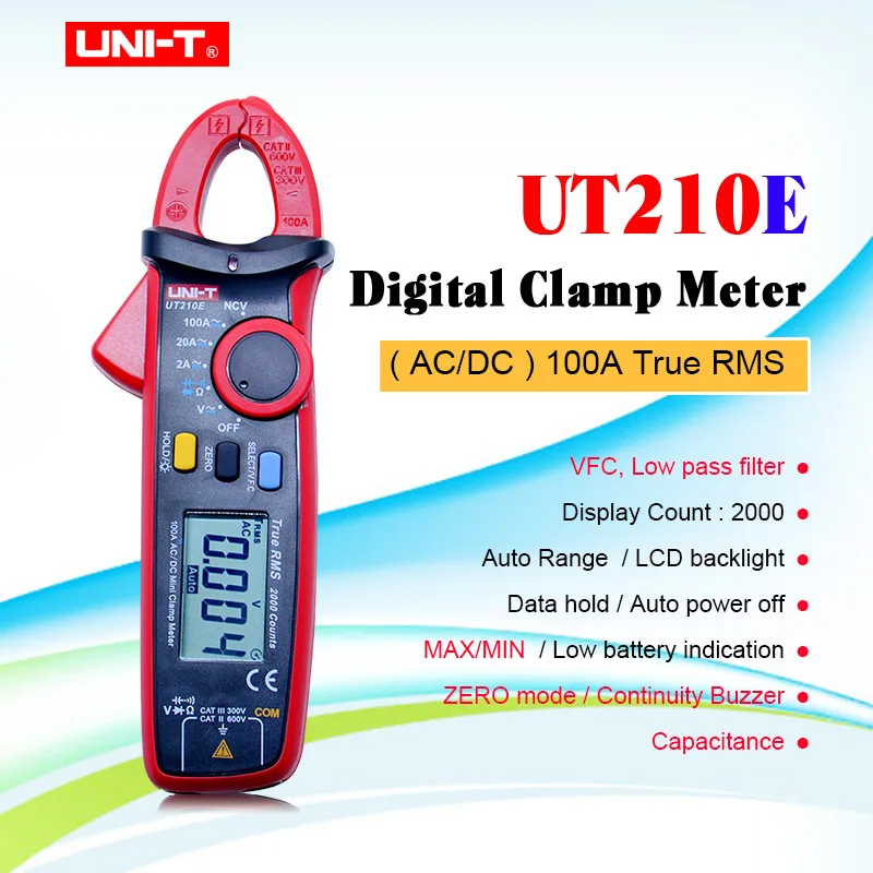 Цифровой мультиметр зажим UNI T UT210E True RMS Автоматический диапазон UT210D 2000 отсчетов с