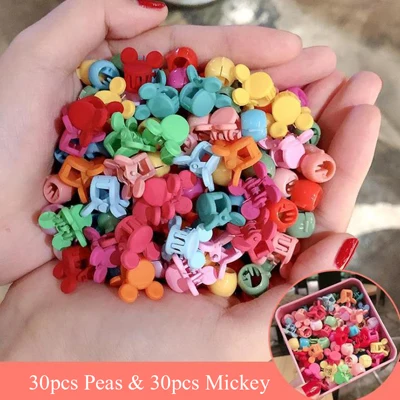 60pcs Peas Mickey 10-100 шт./кор. Детские Мультяшные волосы аксессуары красочные заколка для волос с цветком маленькие шпильки для волос для девочек с рисунком «кроличьи Корона Заколки для волос повязка на голову - Цвет: 60pcs Peas Mickey