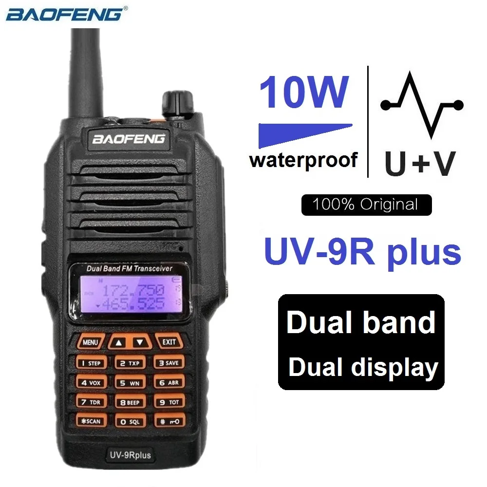 RU Stock Водонепроницаемая рация 10 Вт Baofeng UV 9R PLUS Ham CB радиостанция VHF UHF uv9r