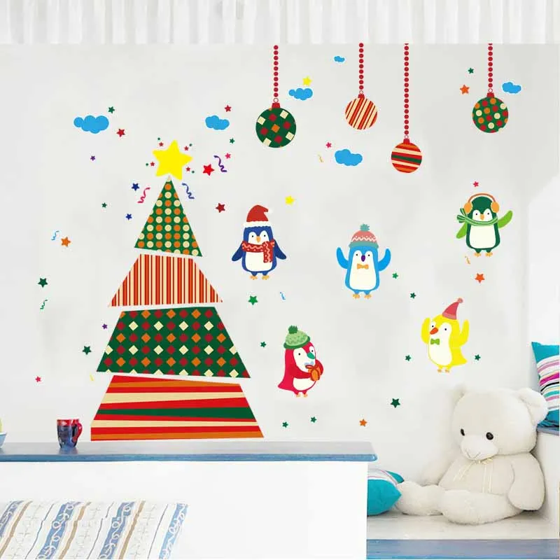 Christmas Decorations For Home New Year Living Room Glass Window Background Decorative Stickers
