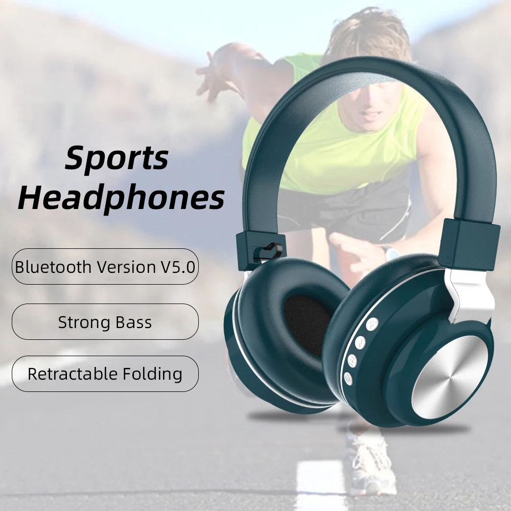 Fold Bluetooth Headphone Wireless TF Card Headsets For iPhone Huawei Xiaomi Universal Tablet Sports Music HD Stereo Portable