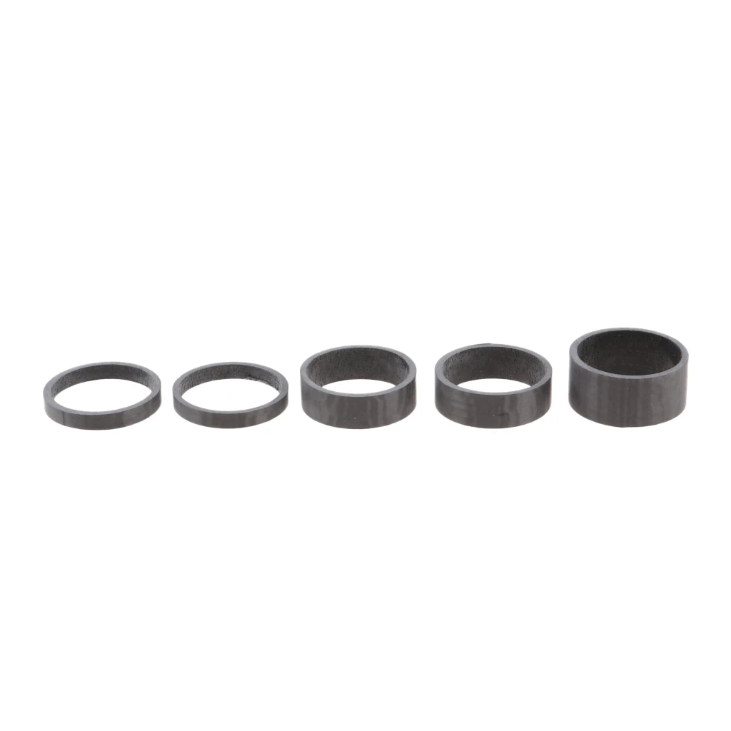 5Pcs 1-1/8 inch 5mm 10mm 15mm Carbon Fiber Washers Bicycle Cycle Headset Stem Spacers Kit for Bike Fix Refit Raise Handlebar