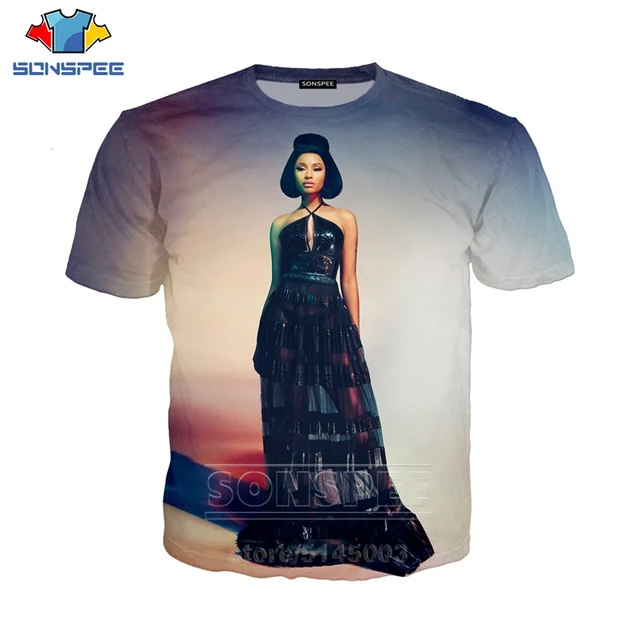 Nicki Minaj T Shirt Summer Men Women Sweatshirt 3D Print Sexy Singer Short Sleeve Hip Hop Streetwear Top O Neck Pullover C038-02