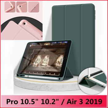 

With Pencil Holder Case For iPad Pro 10.5 Air 3 10.2~2019 PU Leather Smart Cover Auto Wake-A2123 A2152 A2154 A2197 A2198 A2200