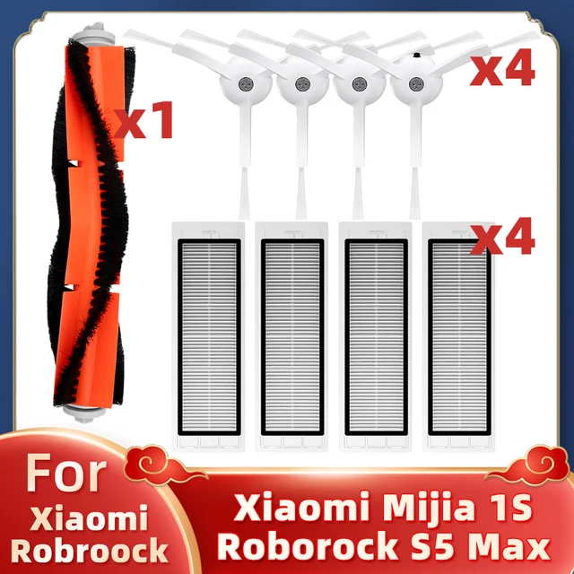 For Xiaomi Mi Robot Vacuum Cleaner 1 / 1S SDJQR01RR SDJQR02RR SDJQR03RR Roborock S502-00 S5 Max S6 Main Side Brush Hepa Filter Set B