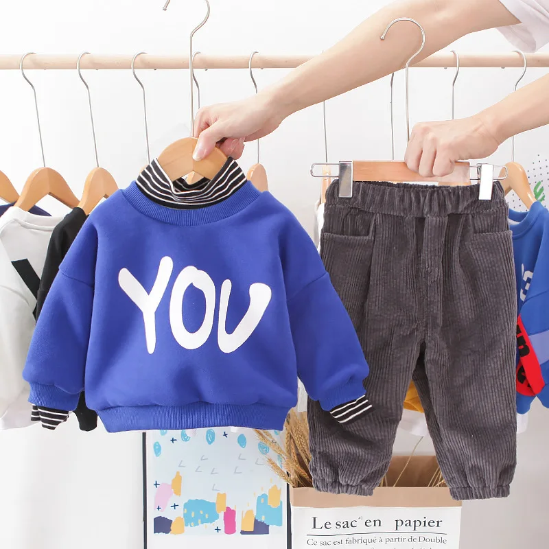 

2019 Fashion Winter Children Baby Korean-style English Lettered High Collar You Hoodie Suit BOY'S Jacket