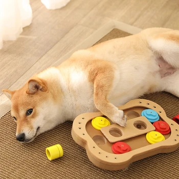

Non Slip Puppy Feeding Bowl Cat Game Dog Toys Exercise Funny Food Treat Dispenser Wooden ABS for Cats Dog Toy Supplies