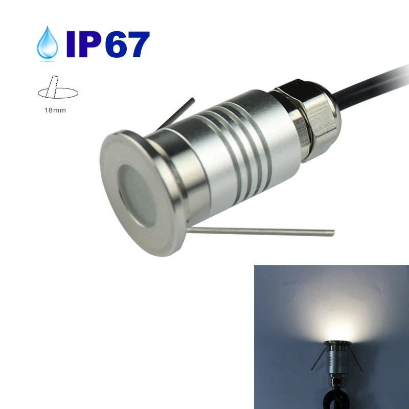 

12pcs/lot 1W Very Small Buried Lights IP67 DC12V Super Mini Underground Spot Lamps for Outdoor Indoor Step Stairway Hole D18mm