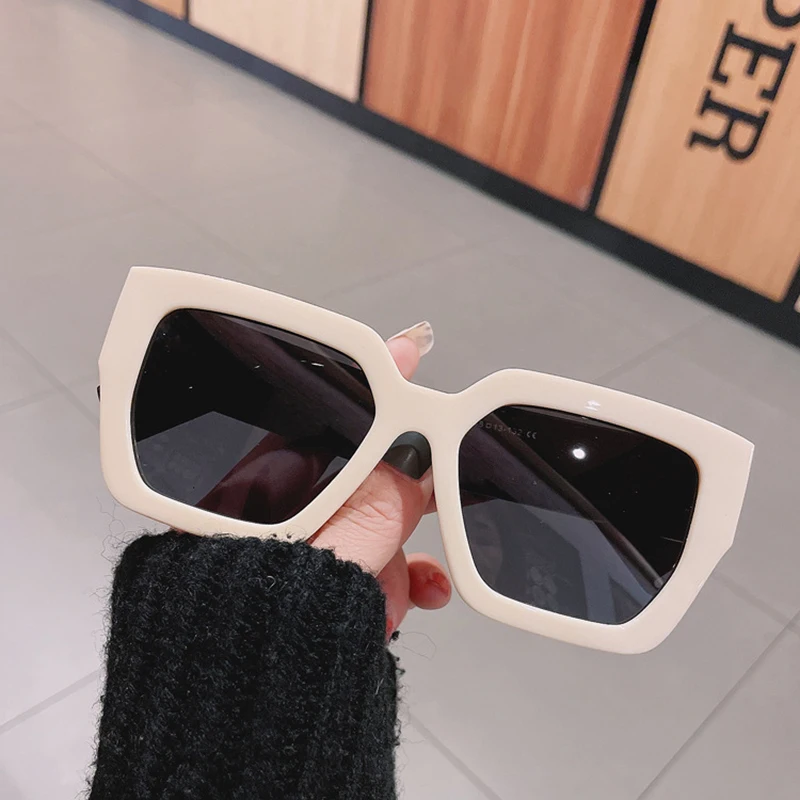 SO&EI Retro Oversized Square Sunglasses Women Fashion Brand Designer Beige Leopard Eyewear Shades UV400 Men Sun Glasses ray ban sunglasses women Sunglasses