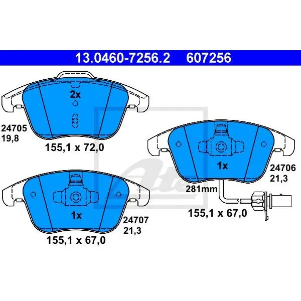 Disc pads.  Audi A4/A5 1.8TFSi/2.0TDi/3.0TDi 07 ATE 13.0460-7256.2 | Автомобили и мотоциклы