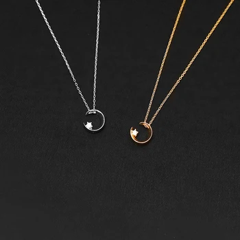 

CA-72 Minimalist Cubic Zircon Moon Pendant Necklace for Women Daily Jewelry Gifts