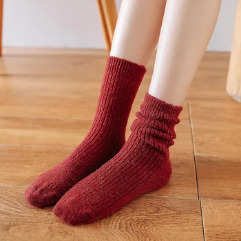

Winter Socks Needle Cashmere with Thick Warm Joker Socks In The Winter The Floor Pure Color Socks Calcetines Antideslizante