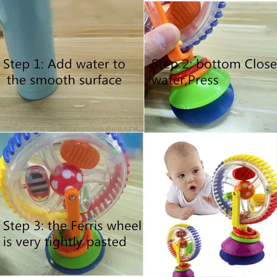 Трехцветное мультитач вращающееся колесо обозрения присоски игрушки 0-12 месяцев Новорожденные творческие развивающие детские погремушки Игрушки для малышей