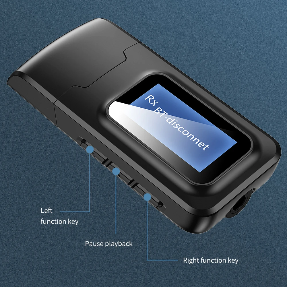 USB Bluetooth Receiver Transmitter LCD 3.5MM AUX Audio Bluetooth 5.0 Adapter For Car PC TV HD HiFi Receptor Wireless Adapter