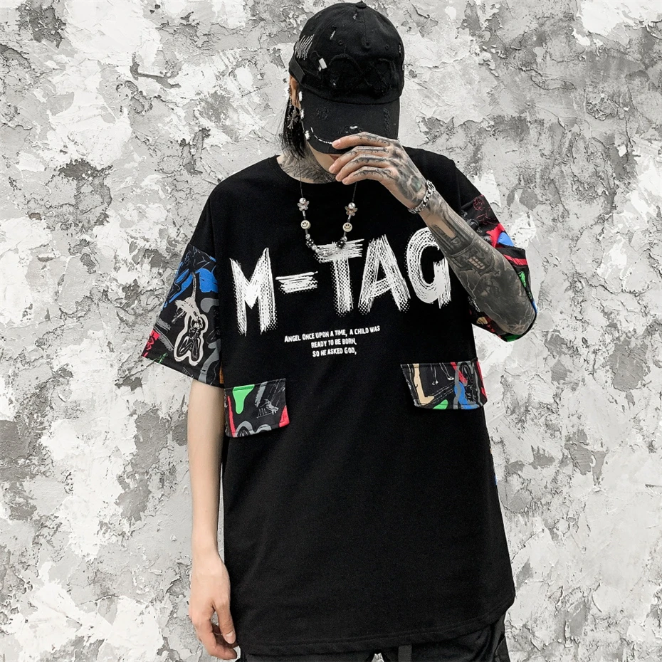 Новинка, модные футболки с граффити для мужчин, уличная одежда, Harajuku, Забавный принт, футболка с коротким рукавом, хип-хоп, летние топы, футболки для мужчин, HT068