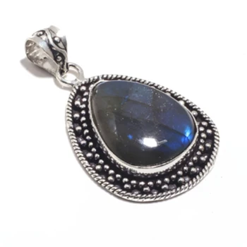 

Genuine Labradorite Pendant Silver Overlay over Copper Jewelry , Hand Made Women Jewelry Gift , P9044