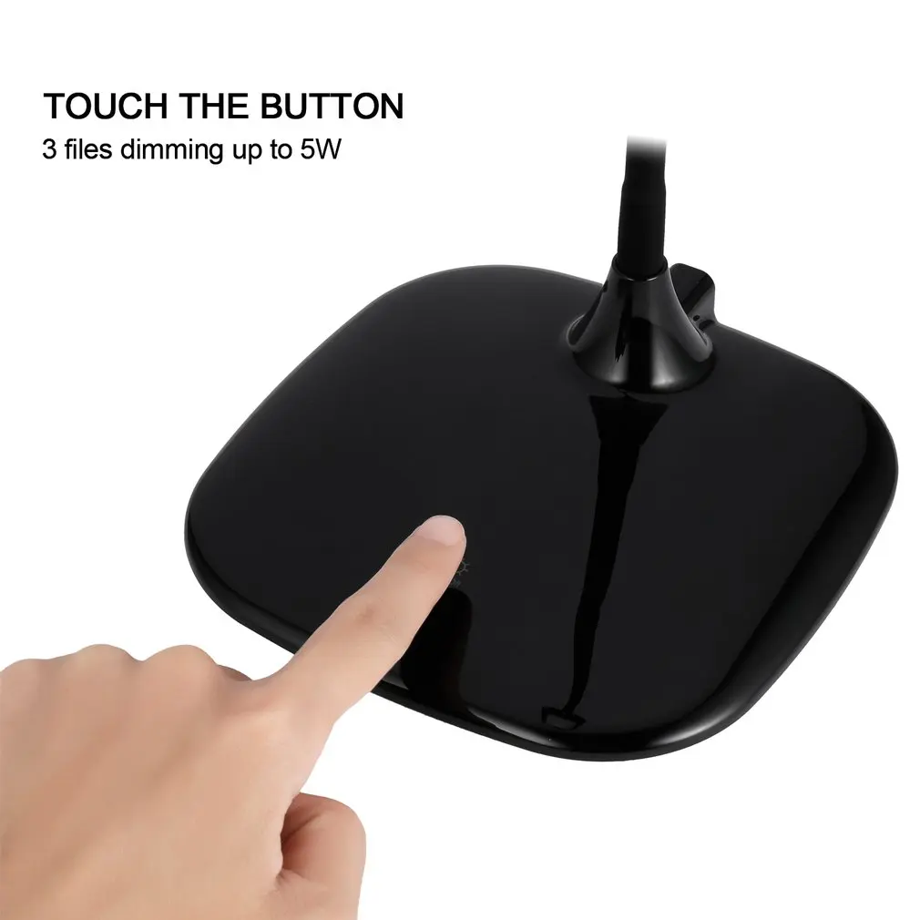 High Brightness Eye-protection LED Table Lamp 3 Grade Dimmable With Touch Key Soft Lamp Arm 360 degree Adjustable Energy Saving