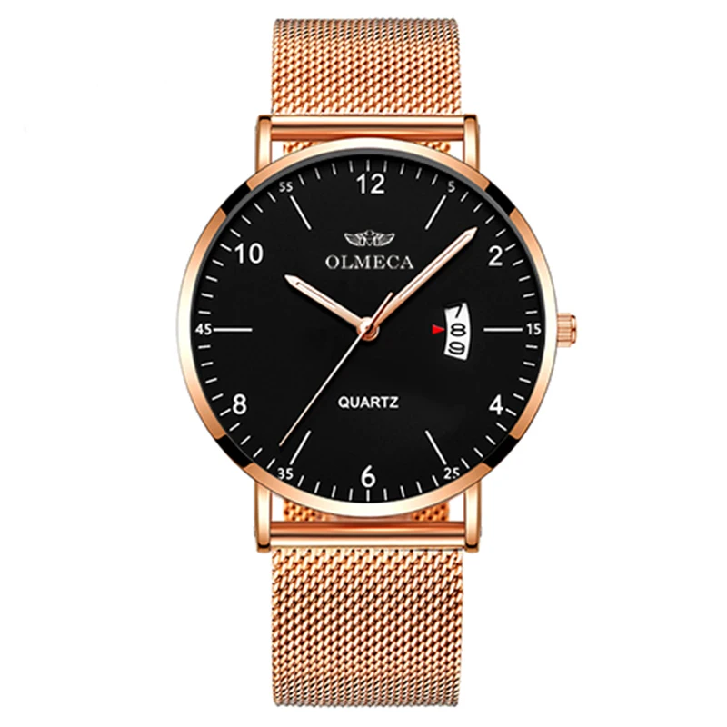 OLMECA женские наручные часы браслет для часов в сетку кожаный наручные WatchFashion Повседневное модельные кварцевые наручные часы - Цвет: Rose
