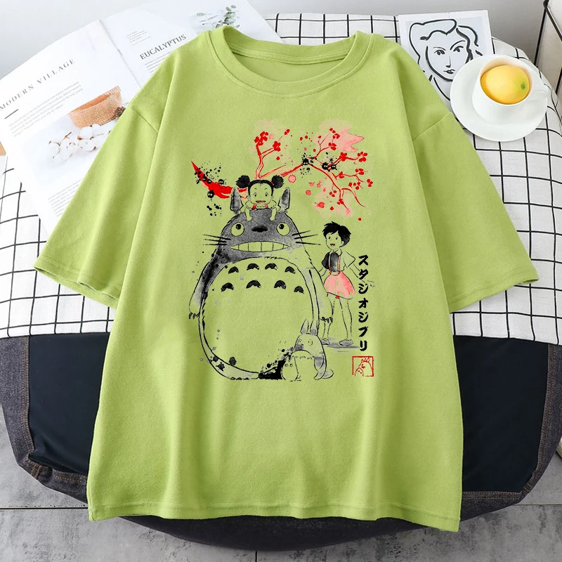 Totoro Studio Ghibli Harajuku Kawaii T Shirt Women Ullzang Miyazaki Hayao Tshirt Funny Cartoon T-shirt Cute Anime Top Tee Female vintage graphic tees Tees