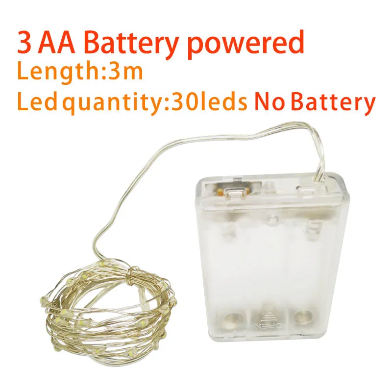 Светодиодный светильник на батарейках гибкая лента 1 м 2 м 3 м 5 м 10 м 12 м IP65 водонепроницаемая наружная Рождественская елка сказочные огни
