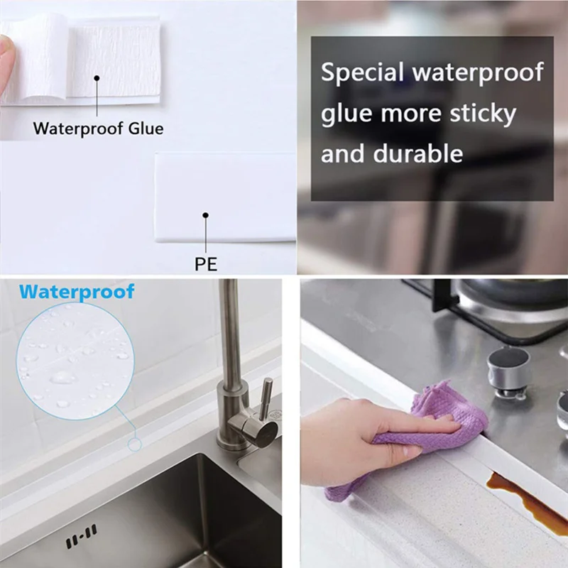 3.2mx3.8cm Self adhesive Sink Stickers Waterproof Mildew-Proof Tape Kitchen Seam Gap Corner Sealing Strip Bathroom Toilet PVC sealing strip tape waterproof tape sealing tape sealing strip