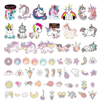 

Cartoon Pink INS Style Vsco Girl Unicorn Stickers For Laptop Moto Skateboard Luggage Refrigerator Notebook Laptop Toy Sticker