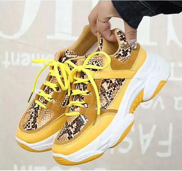 New fashion brand sneakers Woman Shoes Pu leather Leopard Platform outdoor sneakers women sports shoes Ladies Plus size 36-42