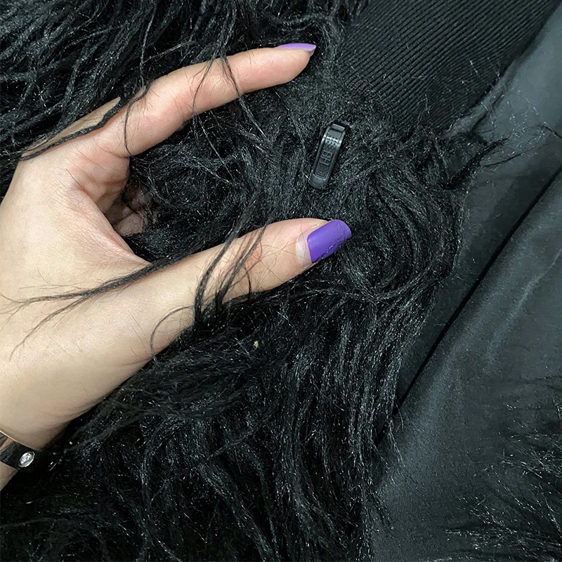 Nerazzurri Designer winter shaggy faux fur coat