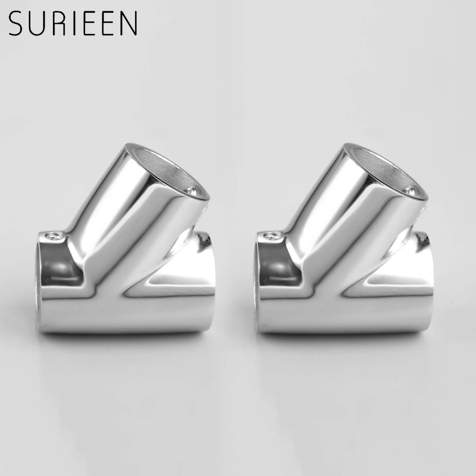 2Pcs Yacht Marine 316 Stainless Steel 7/8"" 22mm Tube Pipe 3 Way 60 Degree Tee Hardware Boat Hand Rail Fitting Boats Accessories