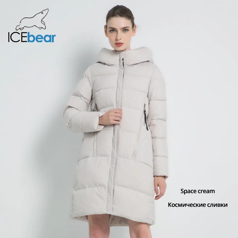 ICEbear Новая зимняя женская куртка высокого качества Женская куртка с капюшоном Женская марка одежды Элегантная качественная облегающая куртка теплая куртка GWD18209I - Цвет: G625