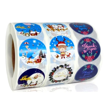 

500pcs Merry Christmas Handmade Sticker Card Box Package Santa Snowman Thank You Seal Label Wedding Party Supplies