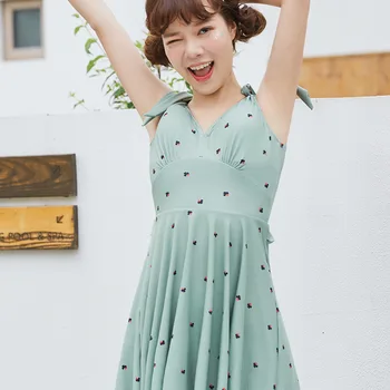 

Bikini 2020 Badpak Swimsuit Push Up Bathing Panties For Women Rash Guard Hot One Piece Swimsuits With Skirt Korea Lovely Print