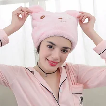 Новинка, милая шапочка для сушки волос в форме медвежонка с ушками, банное полотенце из микрофибры, шапка, водопоглощающая, тюрбан для волос, для женщин и детей