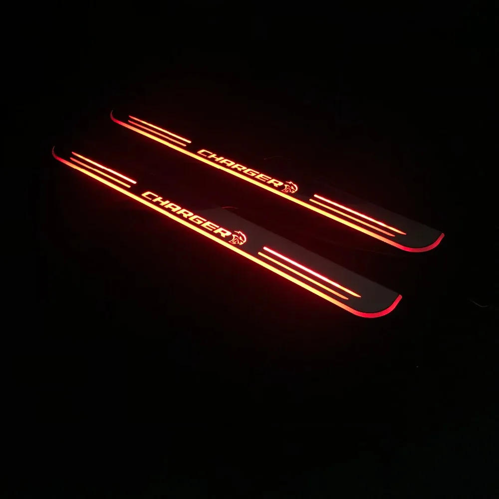 Osmrk led движущаяся дверная Накладка для dodge charger dynamic дверной порог пластина плоская подкладка Наложение плавный/фиксированный светильник, 2 шт